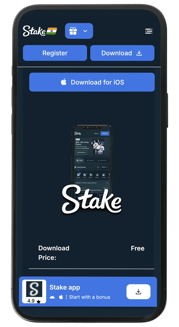 Click on the blue button to start downloading the Stake app for iOS.