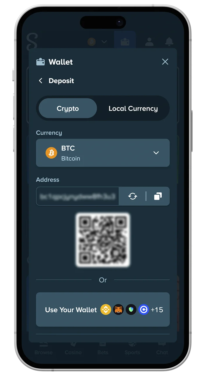 Top up your account using your preferred method on the Stake website.